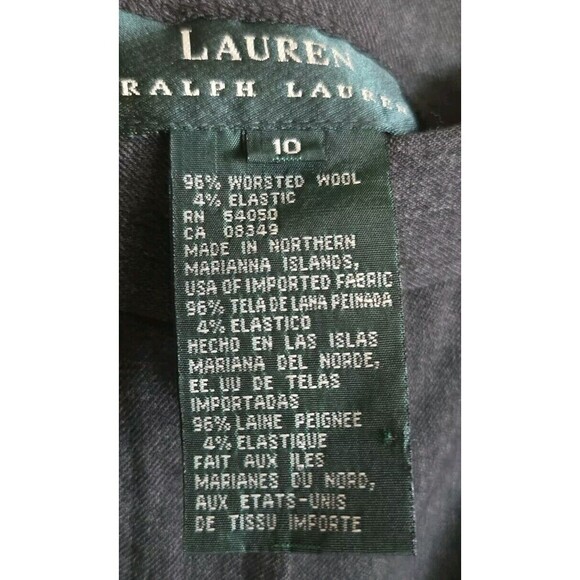 Ralph Lauren Pant Jacket Suit Women 10 Gray Faux Fur Collar Worsted Wool Vintage - Picture 9 of 10